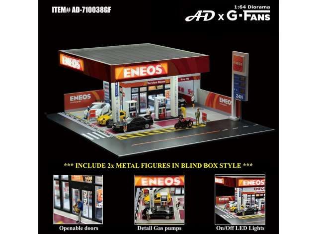 1:64 American Diorama - Japan Gas Station diorama with LED lights *Other figures and vehicles Not Included!!*