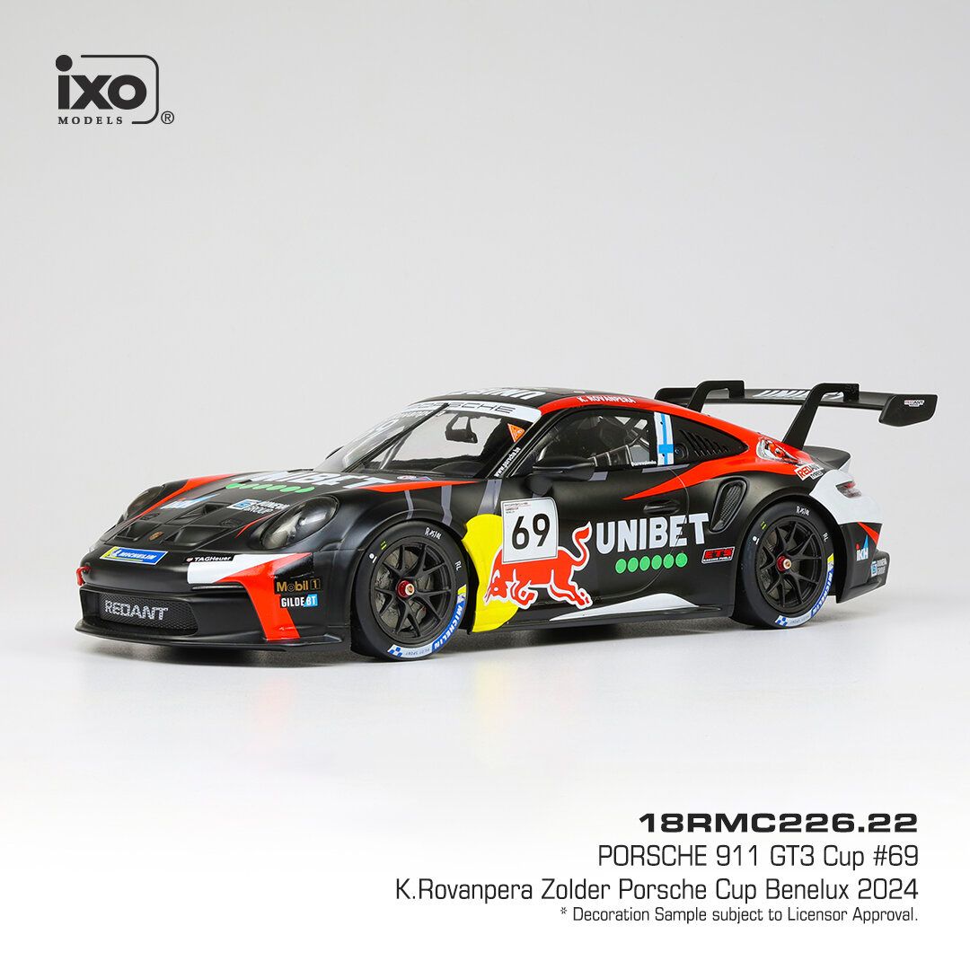 1:18 Ixo - Porsche 911 GT3 Cup #69 Porsche Cup Zolder K. Rovenpera