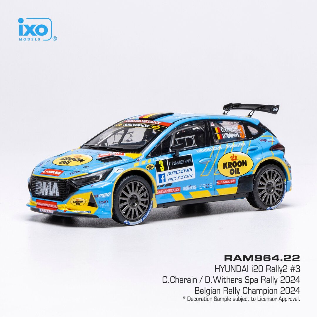 1:43 Ixo - Hyundai i20 N Rally2 #3 Spa Rally 2024 C. Cherain - D. Withers
