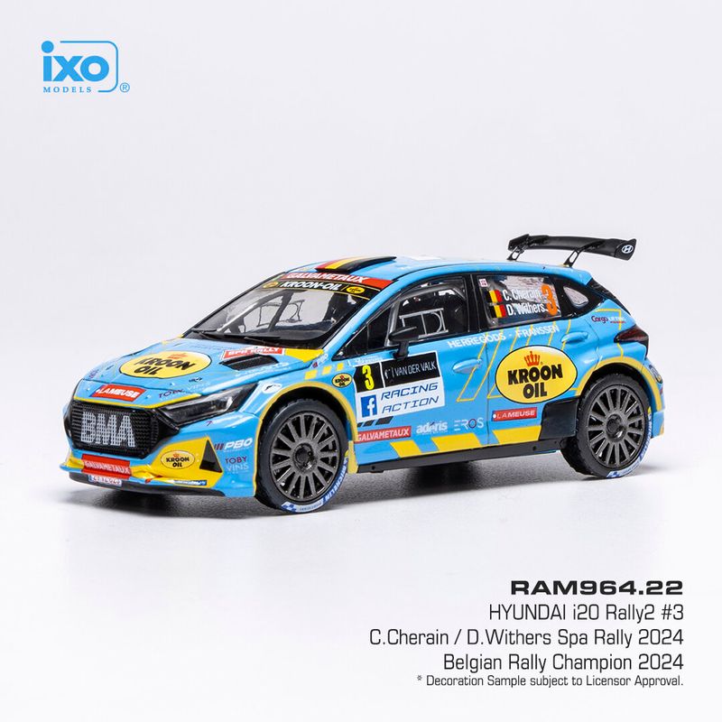 1:43 Ixo - Hyundai i20 N Rally2 #3 Spa Rally 2024 C. Cherain - D. Withers