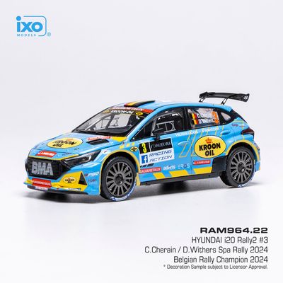 1:43 Ixo - Hyundai i20 N Rally2 #3 Spa Rally 2024 C. Cherain - D. Withers 1:43 Ixo - Hyundai i20 N Rally2 #3 Spa Rally 2024 C. Cherain - D. Withers