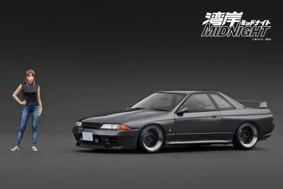 1:18 Ignition - Nissan Skyline GT-R (R32) *MIDNIGHT Reina's R* with Ms.Reina Akikawa figurine 1:18 Ignition - Nissan Skyline GT-R (R32) *MIDNIGHT Reina's R* with Ms.Reina Akikawa figurine