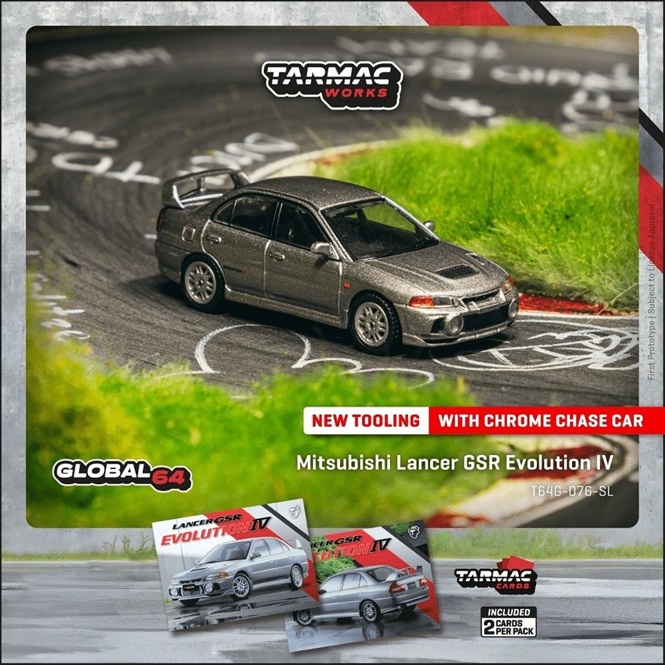 1:64 Tarmac - Mitsubishi Lancer GSR Evolution IV, silver *Tarmac Cards*