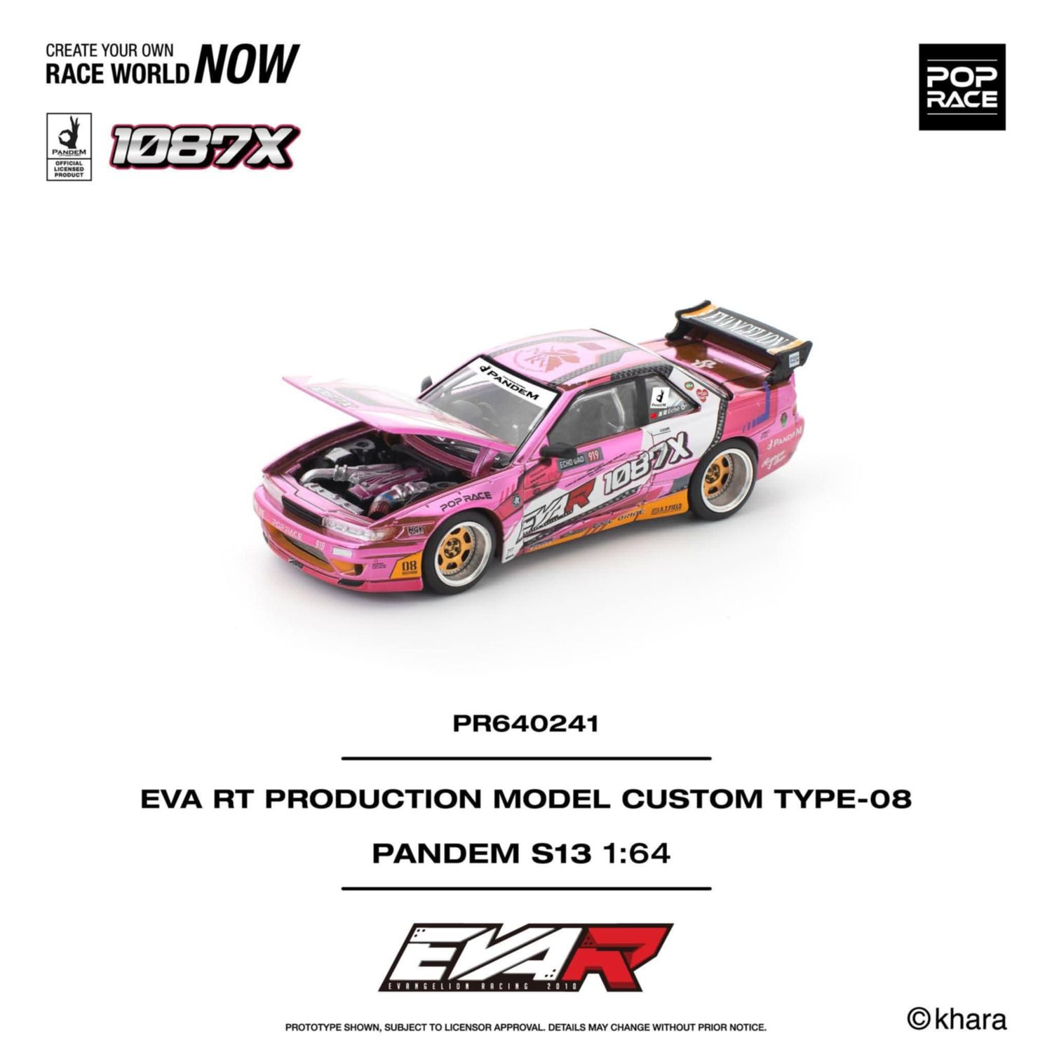 1:64 Pop Race Limited - Pandem Silvia S13 Eva RT Production Model Custom Type-08