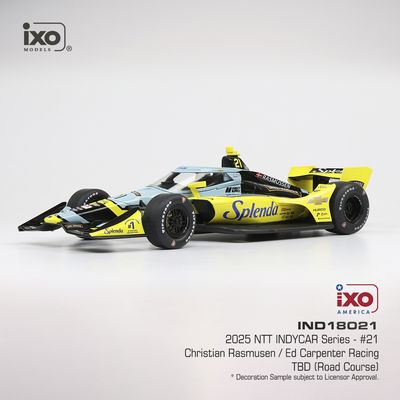 1:18 Ixo USA - 2025 NTT INDYCAR #21 Christian Rasmussen/Ed Carpenter Racing, TBD (Road Course) 1:18 Ixo USA - 2025 NTT INDYCAR #21 Christian Rasmussen/Ed Carpenter Racing, TBD (Road Course)