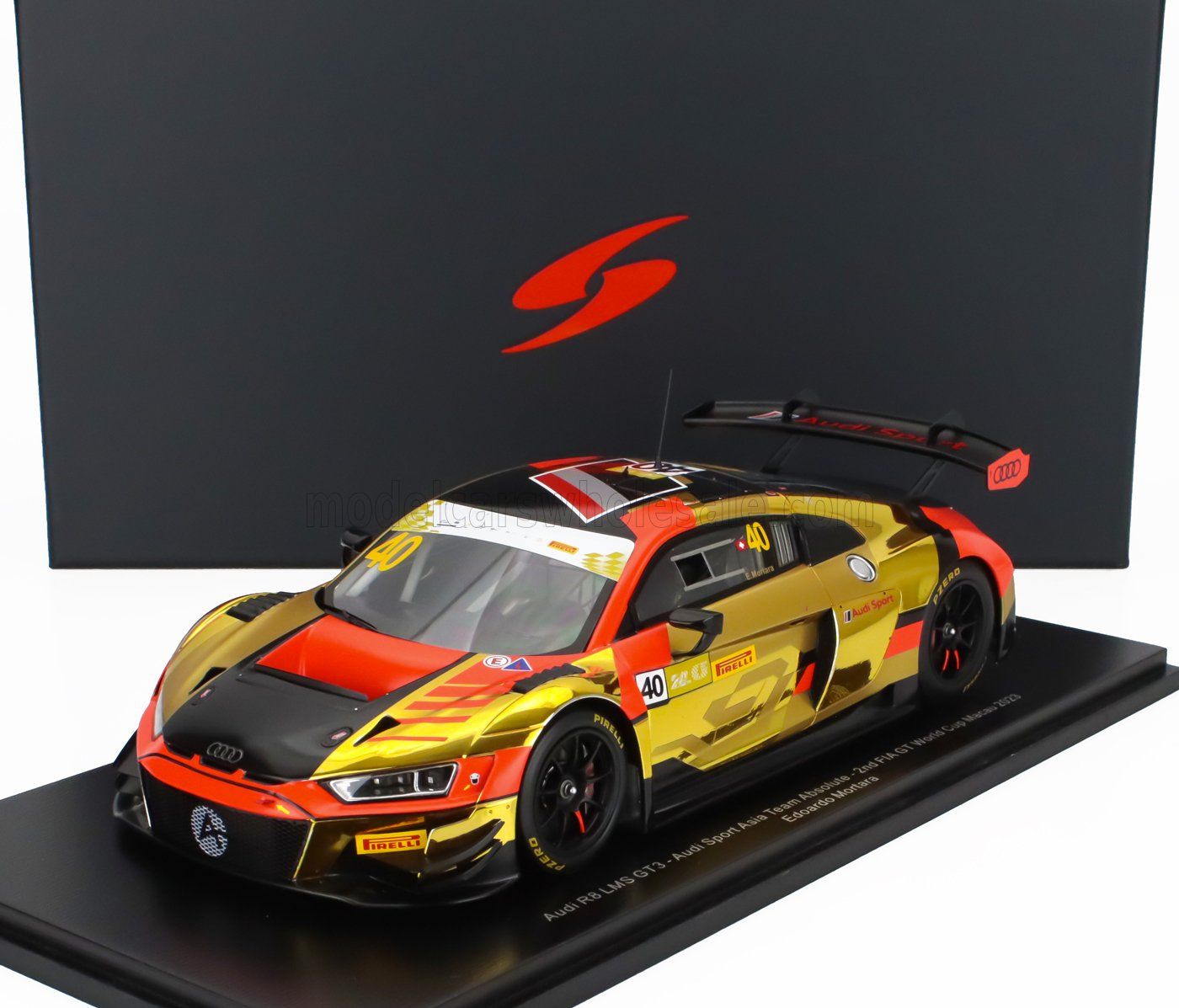 1:18 Spark - Audi R8 LMS Gt3 Team Audi Sport Asis Absolute #40 2nd Fia GT World Cup Macau 2023 E. Mortara