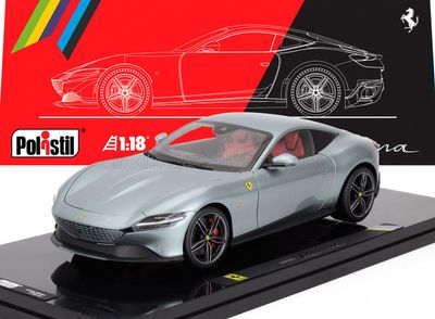 1:18 Polistil - 2019 Ferrari Roma Grigio Titanio *Mit Vitrine*
