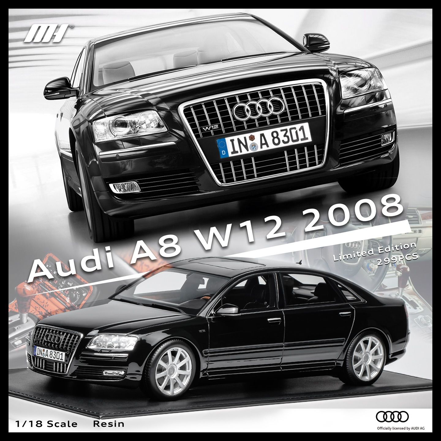 1:18 Motorhelix - 2008 Audi A8 L W12 Quattro Black