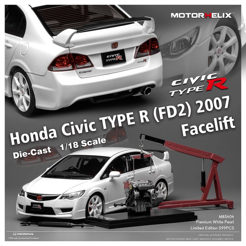 1:18 Motorhelix - Honda Civic Type R (FD2) 2007 Facelift Pearl White 1:18 Motorhelix - Honda Civic Type R (FD2) 2007 Facelift Pearl White