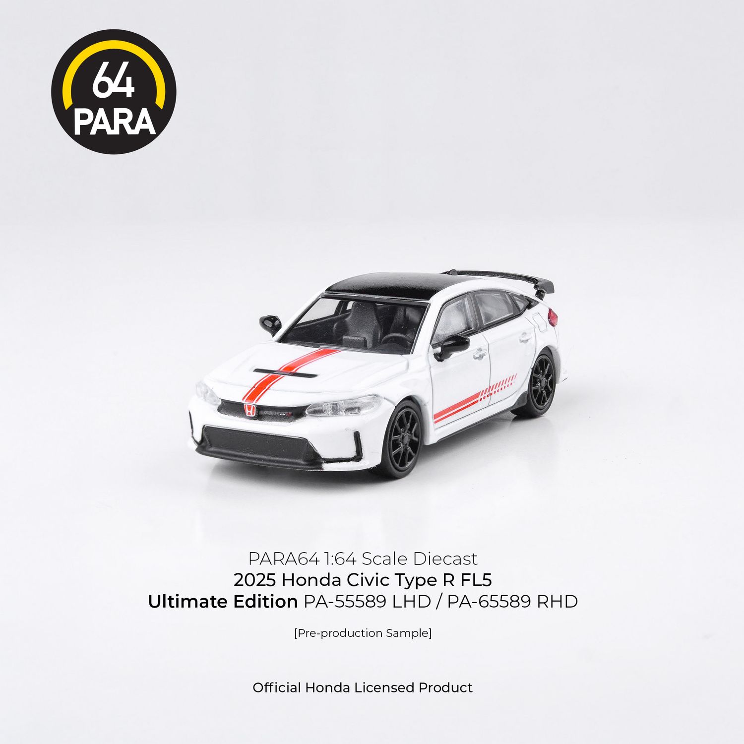 1:64 Para64 - 2025 Honda Civic Type R Ultimate Edition, white/red RHD