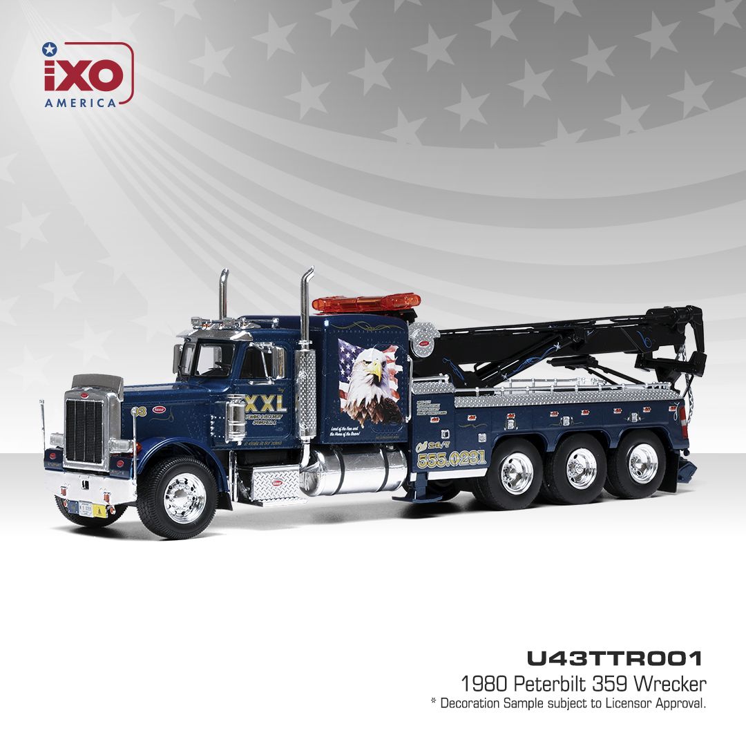 1:43 Ixo USA - 1980 Peterbilt 359 Wrecker, blue with eagle