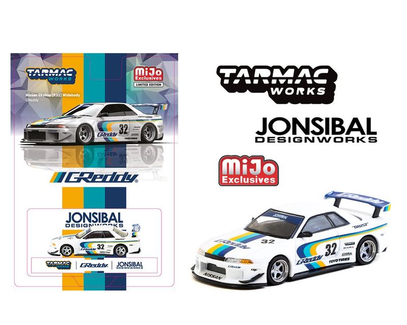 1:64 Tarmac - Nissan Skyline GT-R R32 Widebody Jonsibal Designworks Greddy Limited, white 1:64 Tarmac - Nissan Skyline GT-R R32 Widebody Jonsibal Designworks Greddy Limited, white