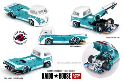 1:64 Mini GT - 1972 Volkswagen T1 Pickup Kaido Works v1 Türkis 1:64 Mini GT - 1972 Volkswagen T1 Pickup Kaido Works v1 Türkis