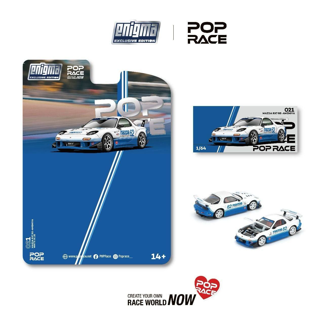 1:64 Pop Race Limited - Mazda RX7 (FC3S), white/blue *Enigma Exclusive*