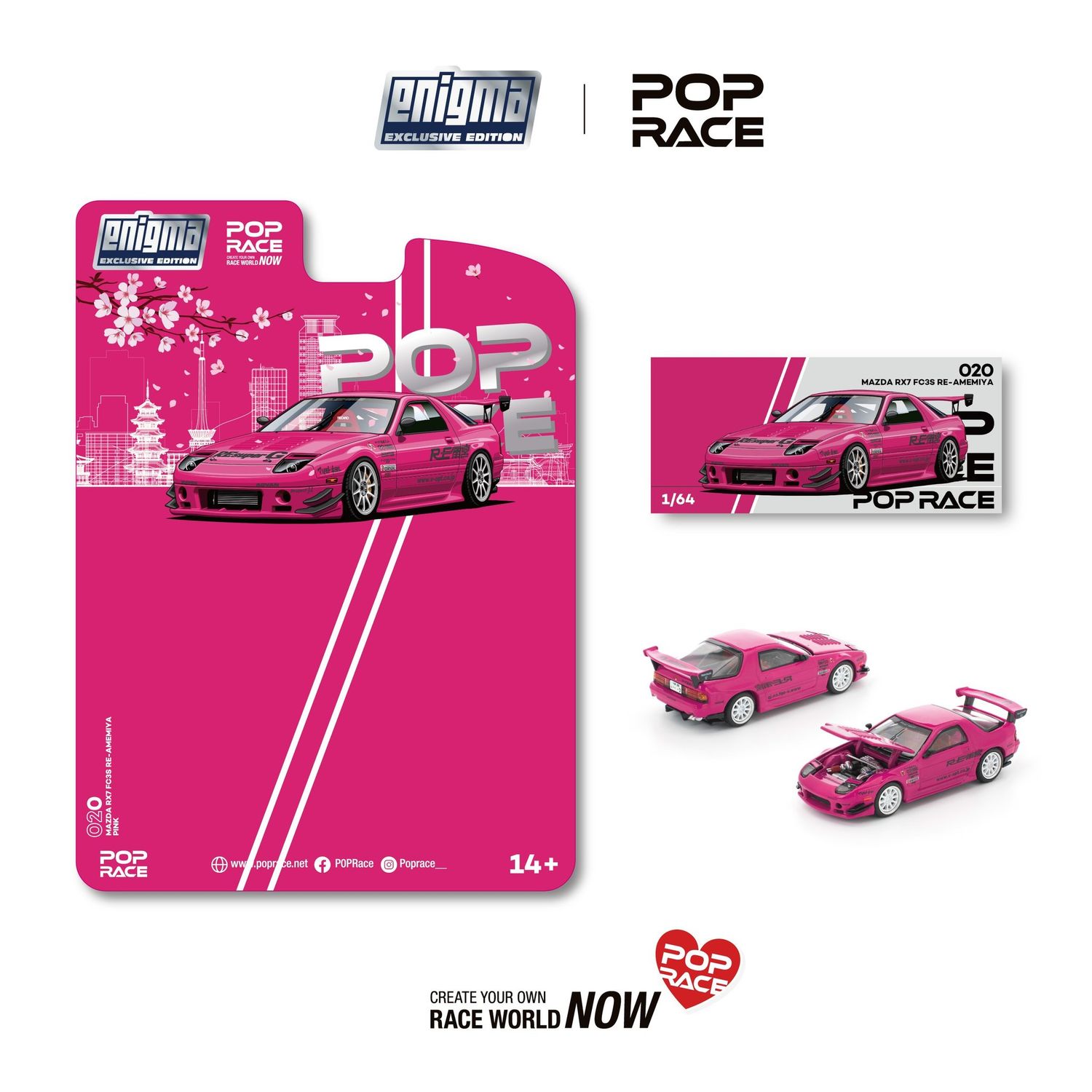 1:64 Pop Race Limited - Mazda RX7 (FC3S) Re-Amemiya, pink *Enigma Exclusive*