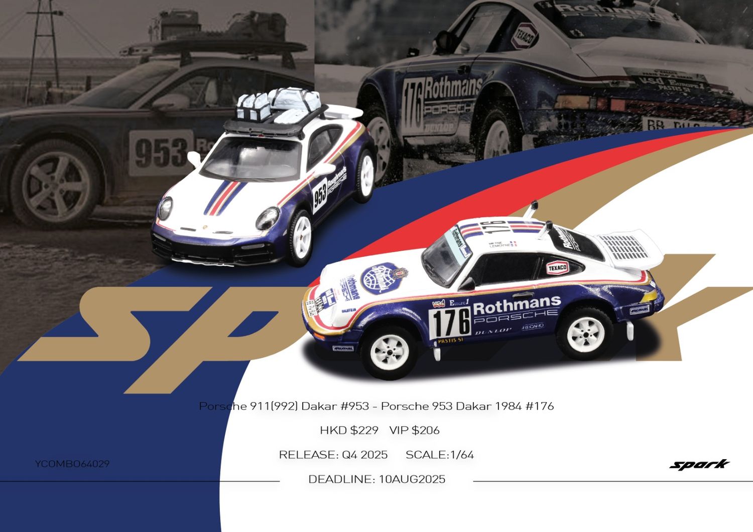 1:64 Tiny Toys (Spark) - Porsche 911(992) Dakar #953 - Porsche 953 Dakar 1984 #176