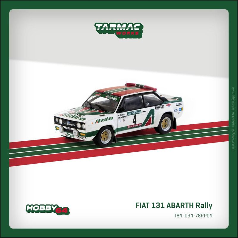 1:64 Tarmac - 1978 Fiat 131 ABARTH Rally, #4 Markku Alén/Ilkka Kivimäki Rallye de Portugal - Vinho do Porto Winner