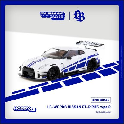 1:43 Tarmac - Nissan GT-R R35 *LB-WORKS* type 2, white/blue 1:43 Tarmac - Nissan GT-R R35 *LB-WORKS* type 2, white/blue