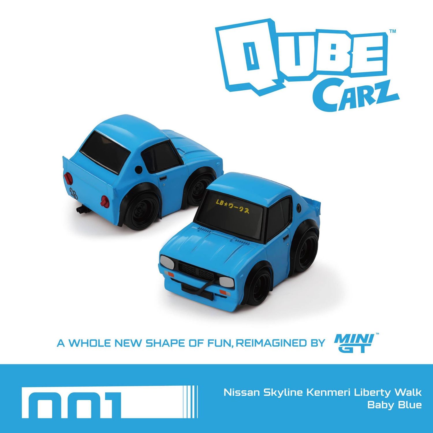 1:64 Mini GT Qube  Carz - Nissan Sklyine Kenmeri Liberty Walk Baby Blue