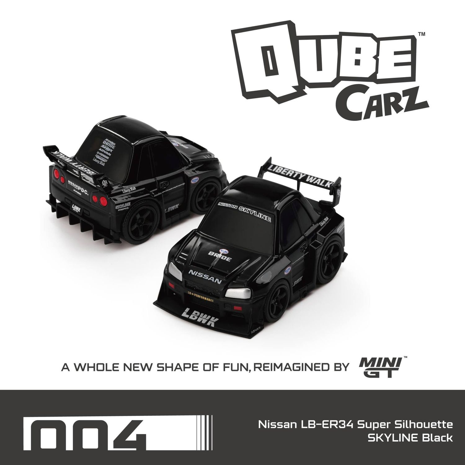 1:64 Mini GT Qube  Carz - Nissan Skyline LB-ER34 Super Silhouette Black