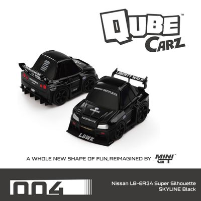1:64 Mini GT Qube Carz - Nissan Skyline LB-ER34 Super Silhouette Black 1:64 Mini GT Qube Carz - Nissan Skyline LB-ER34 Super Silhouette Black