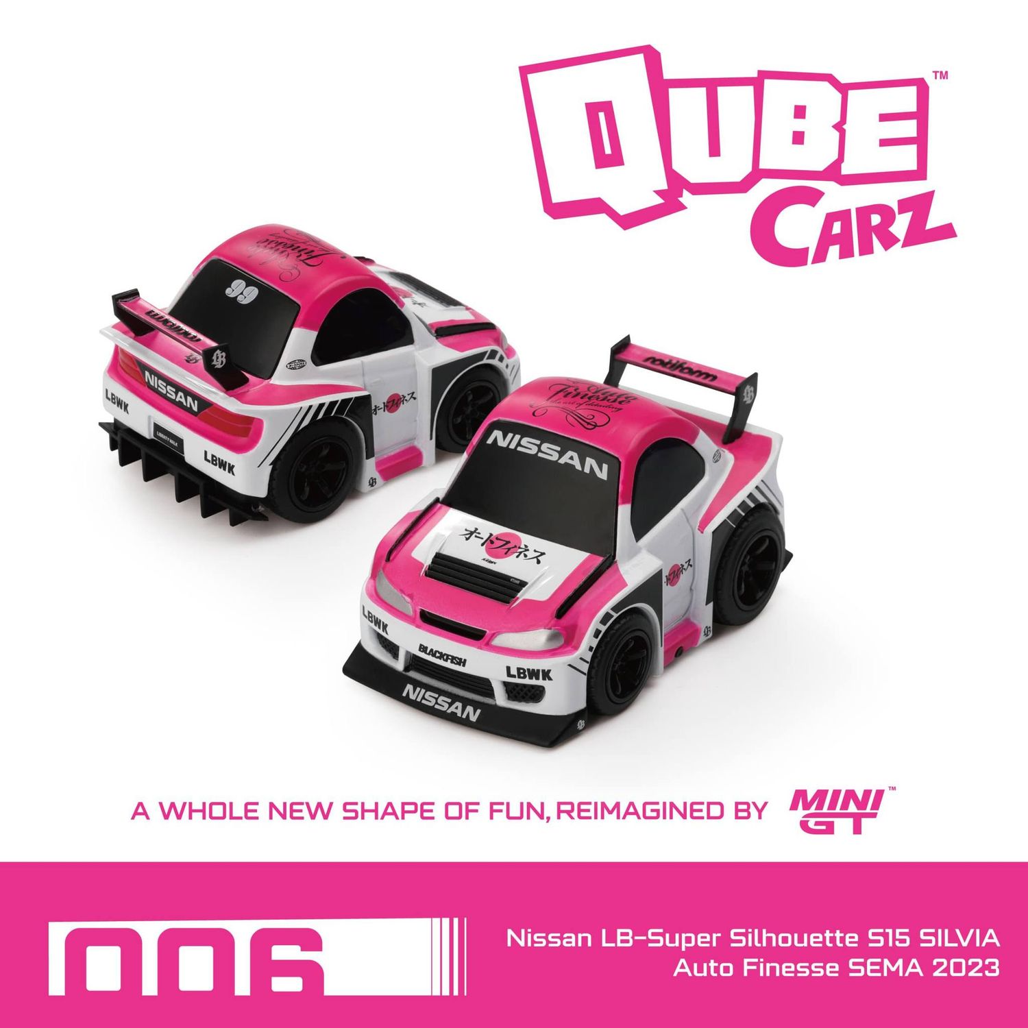 1:64 Mini GT Qube  Carz - Nissan S15 Silvia Super Silhouette Auto Finesse SEMA 2023