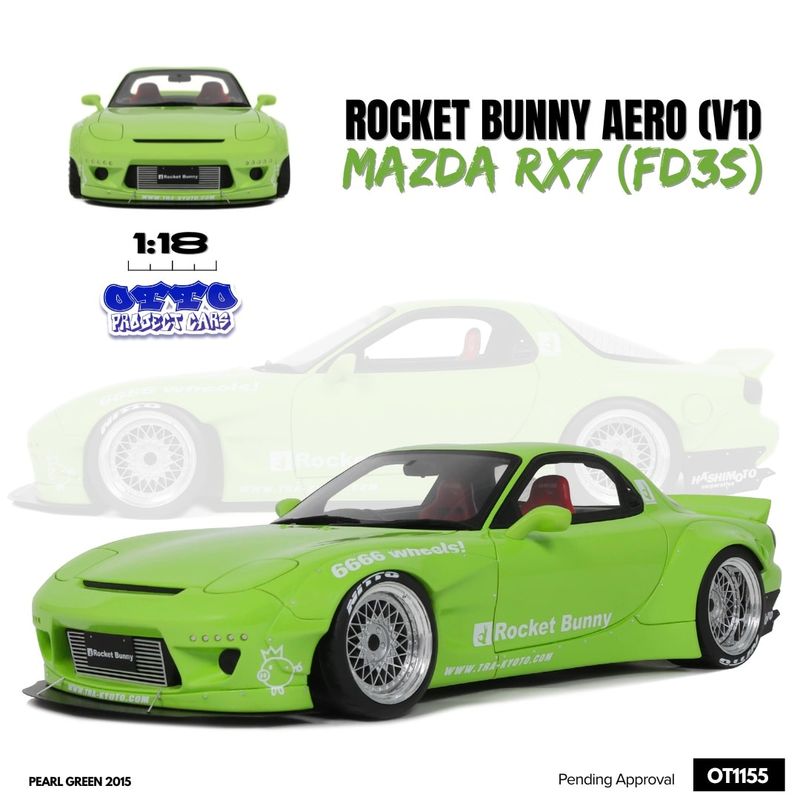 1:18 Otto Mobile - 2015 Mazda RX-7 (FD3S) v1 Rocket Bunny Green