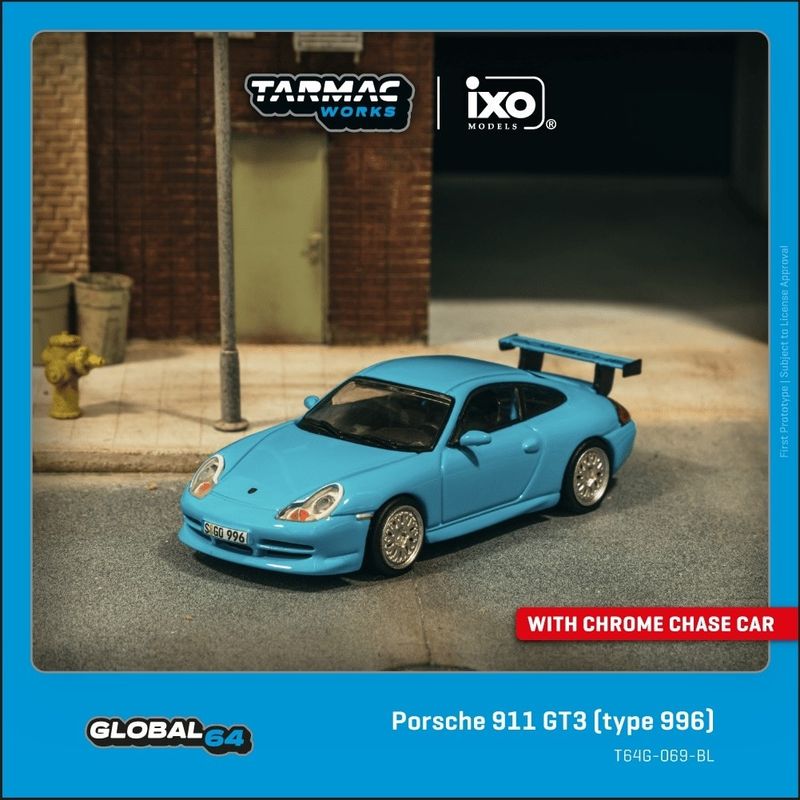1:64 Tarmac - Porsche 911 GT3 (type 996, light blue