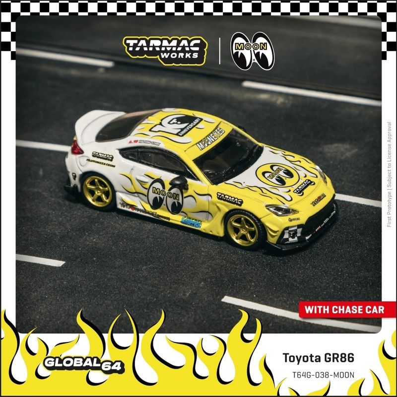 1:64 Tarmac - Toyota GR86 *MOONEYES*, white/yellow