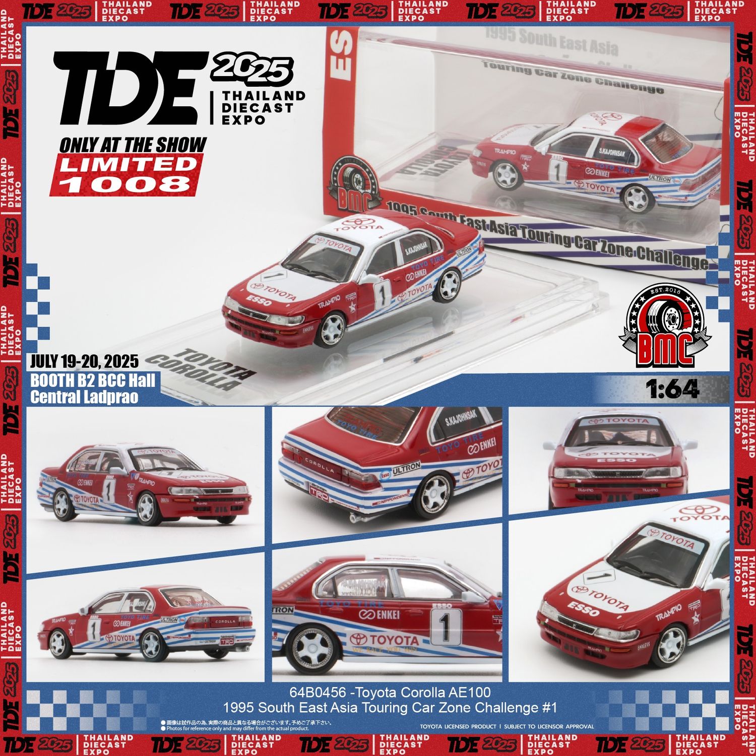 1:64 BM Creations - 1995 Toyota Corolla AE100 South East Asia Touring Car Zone Challenge #1 Totota Team Thailand ESSO