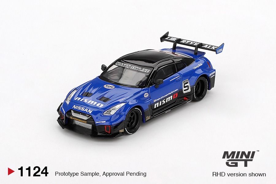 1:64 Mini GT - 2025 Nissan GTR R35 LB-Silhouette Works GT, blue *Blister packaging*