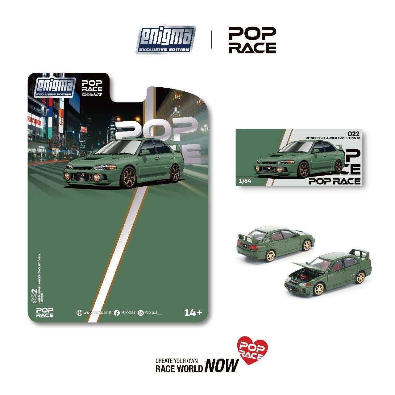 1:64 Pop Race Limited - Mitsubishi Lancer Evolution IV, green *Enigma Exclusive*