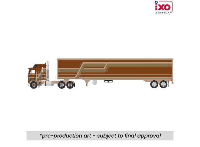 1:64 Ixo USA - 1976 Kenworth K100 Aerodyne with Modern Trailer, brown 1:64 Ixo USA - 1976 Kenworth K100 Aerodyne with Modern Trailer, brown