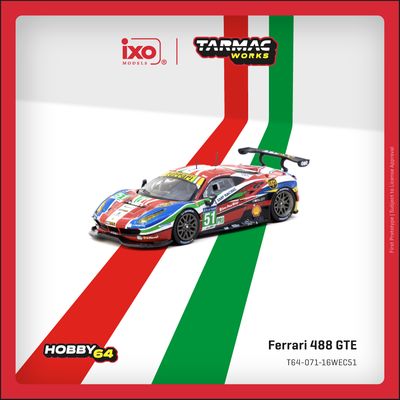 1:64 Tarmac - 2016 Ferrari 488 GTE #51 G.Bruni/J. Calado/A.Pier Guidi 24h of Le Mans 1:64 Tarmac - 2016 Ferrari 488 GTE #51 G.Bruni/J. Calado/A.Pier Guidi 24h of Le Mans