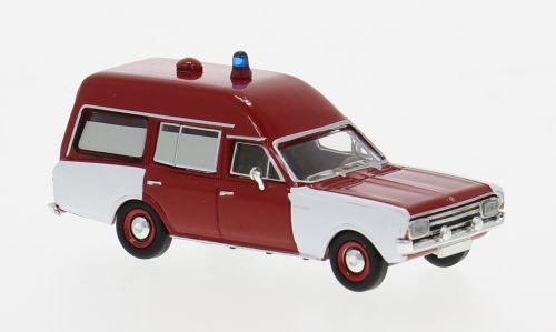 1:87 Brekina - Opel Rekord C KTW, rot/weiss, 1968, Feuerwehr