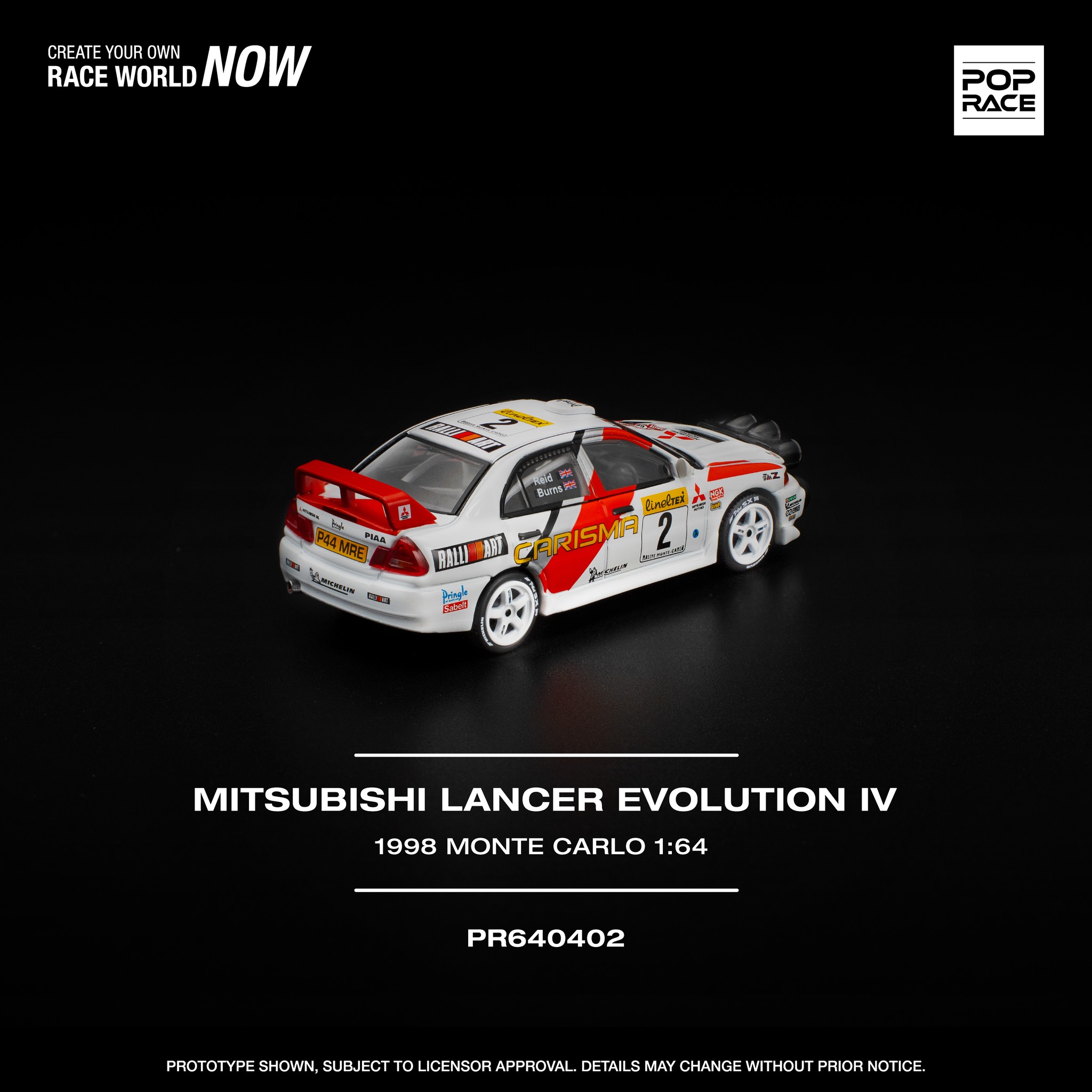 1:64 Pop Race Limited - 1998 Mitsubishi Lancer Evolution IV Monte Carlo Rally