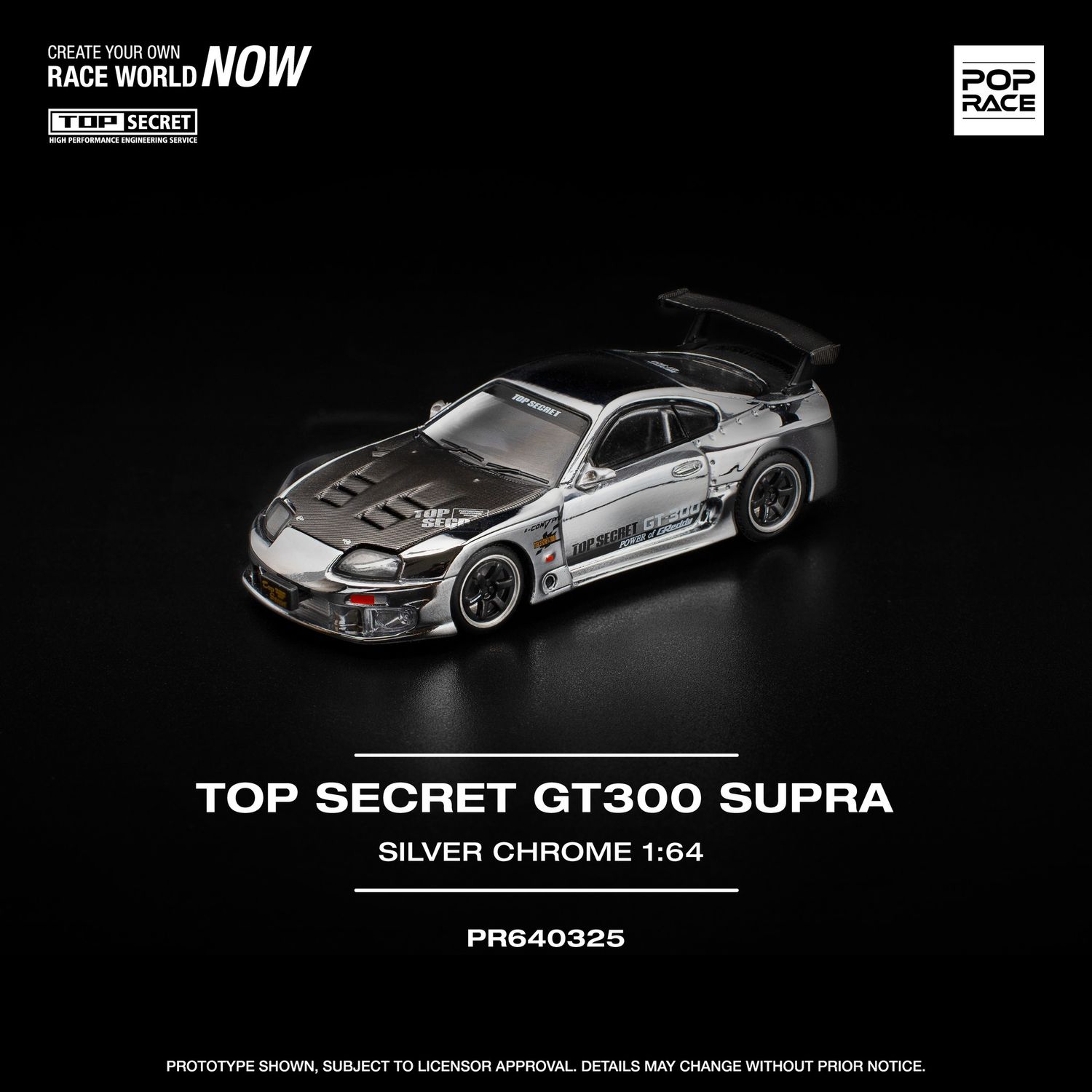 1:64 Pop Race Limited - Top Secret GT300, silver chrome