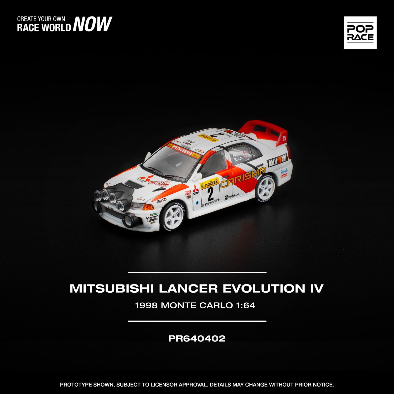 1:64 Pop Race Limited - 1998 Mitsubishi Lancer Evolution IV Monte Carlo Rally