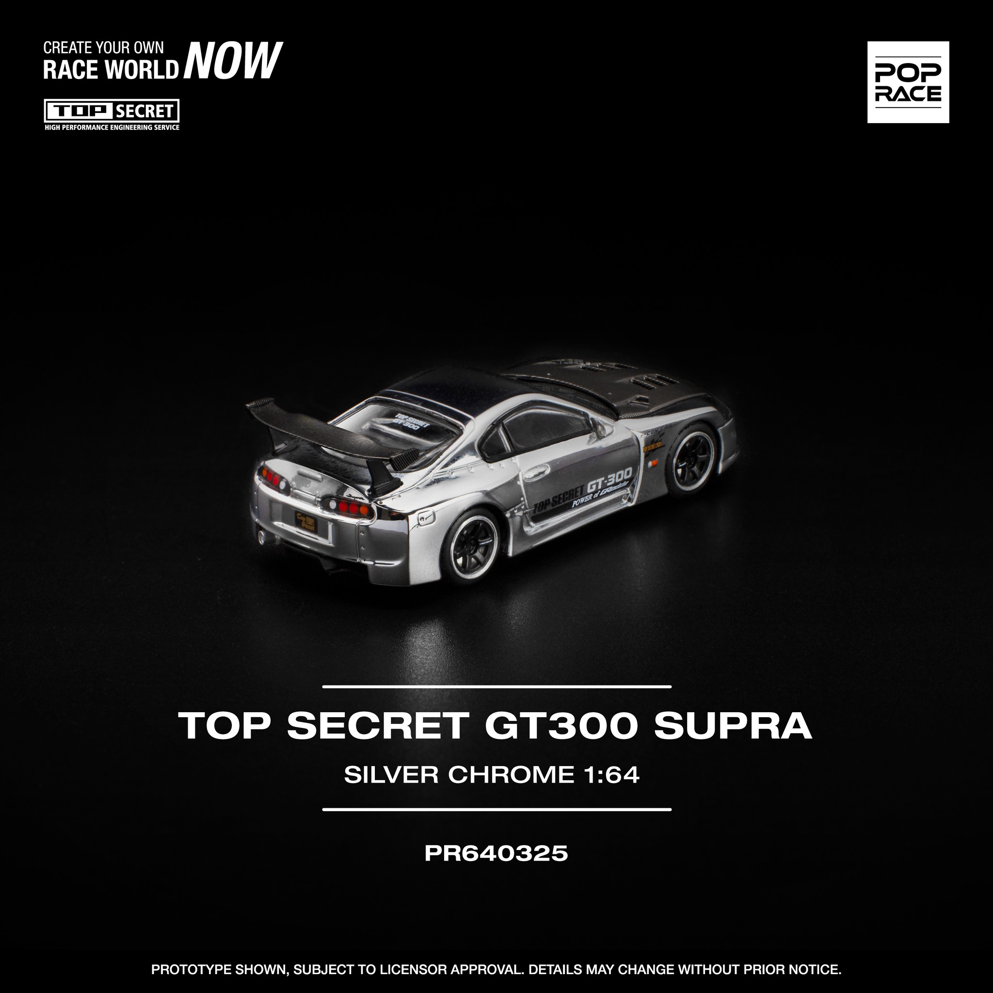 1:64 Pop Race Limited - Top Secret GT300, silver chrome