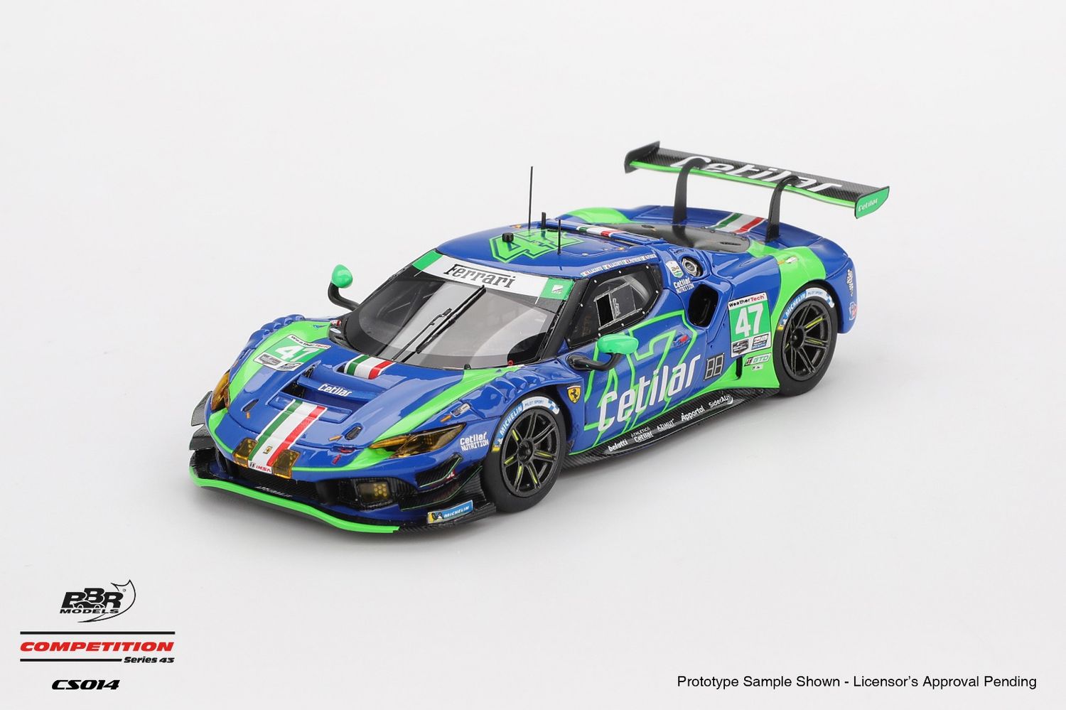 1:43 BBR - 2025 Ferrari 296 GT3 #47 Cetilar Racing IMSA Daytona 24hrs L. Patrese - A. Fuoco - R. Lacorte - N. Lacorte