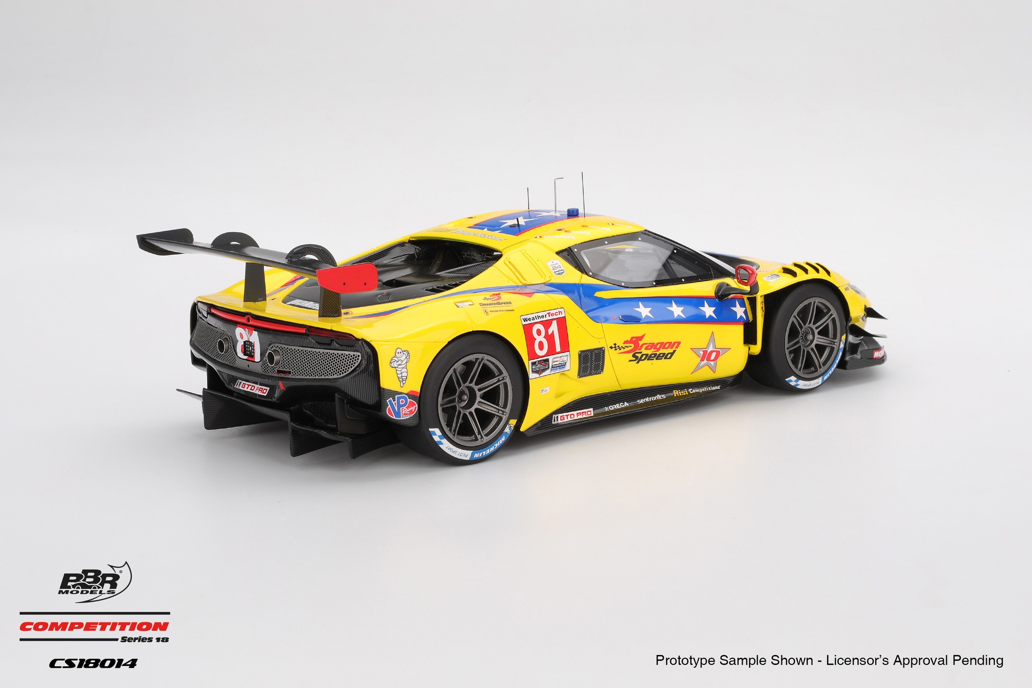 1:18 BBR - 2025 Ferrari 296 GT3 #81 DragonSpeed IMSA Daytona 24 Hrs D. Rigon - A. Costa - M. Molina - T. Neubauer