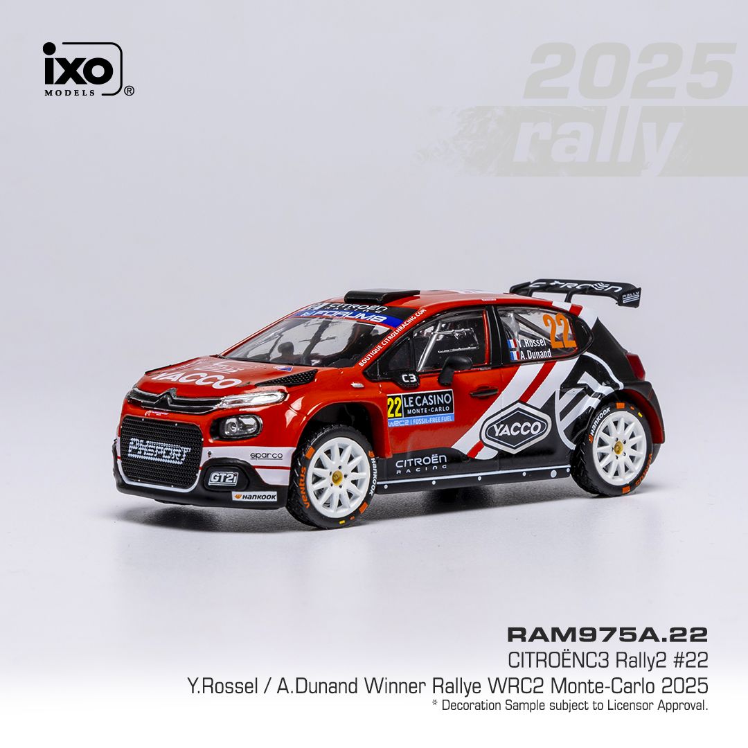 1:43 Ixo - Citroen C3 Rally2, WRC, Rally Monte Carlo, 2025, #22