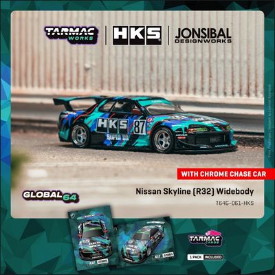 1:64 Tarmac - Nissan Skyline (R32) Widebody *HKS* *Tarmac Cards*
