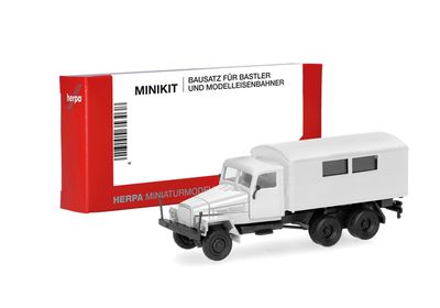 1:87 Herpa - Herpa MiniKit: IFA G5 Koffer-LKW mit Fenstern 3achs, weiß