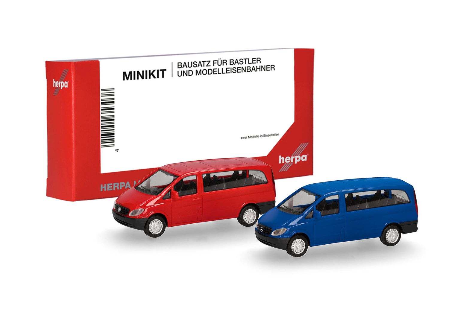 1:87 Herpa - Herpa MiniKit: Mercedes-Benz Vito Bus (W639 / 2003), rot und ultramarinblau (2 Stück) 1:87 Herpa - Herpa MiniKit: Mercedes-Benz Vito Bus (W639 / 2003), rot und ultramarinblau (2 Stück)