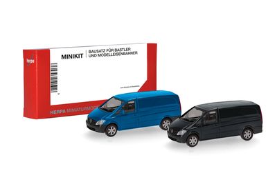 1:87 Herpa - Herpa MiniKit: Mercedes-Benz Vito Kasten (W639 facelift / 2010), enzianblau und schwarz (2 Stück)