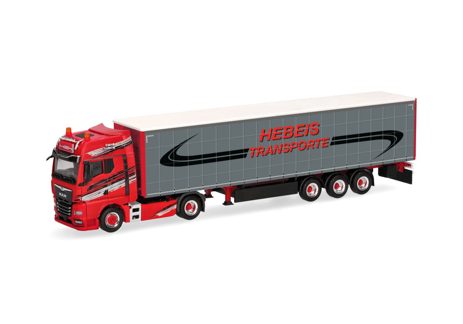 1:87 Herpa - MAN TGX GX Gardinenplanen-Sattelzug  1:87 Herpa - MAN TGX GX Gardinenplanen-Sattelzug "Hebeis Transporte"