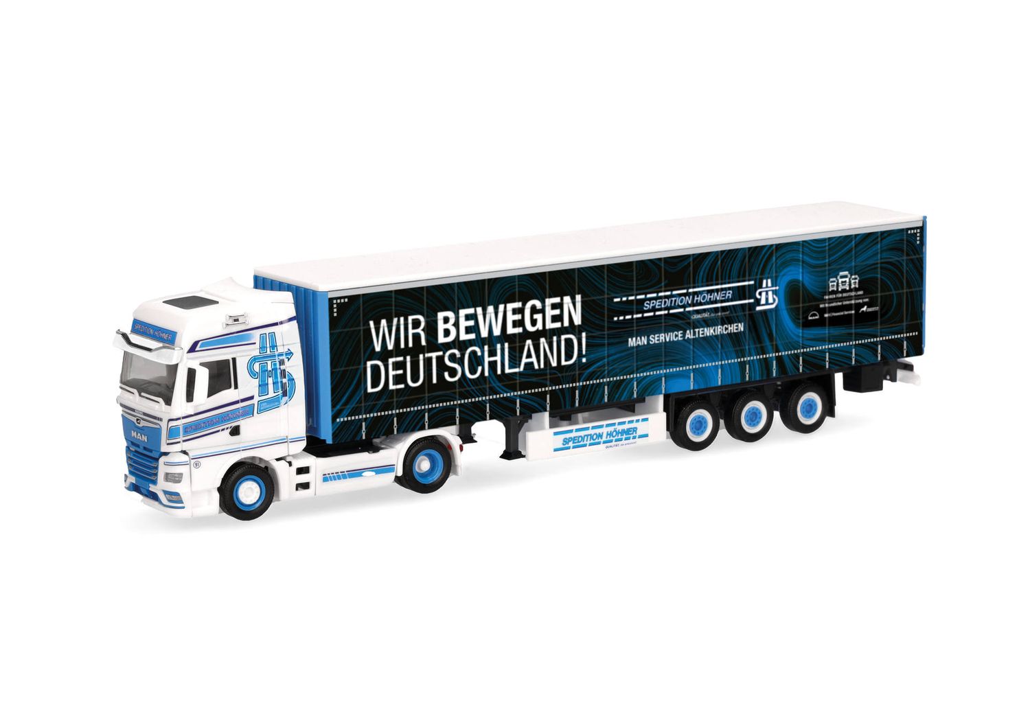 1:87 Herpa - MAN TGX GX Gardinenplanen-Sattelzug  1:87 Herpa - MAN TGX GX Gardinenplanen-Sattelzug "Spedition Höhner/Wir bewegen Deutschland"