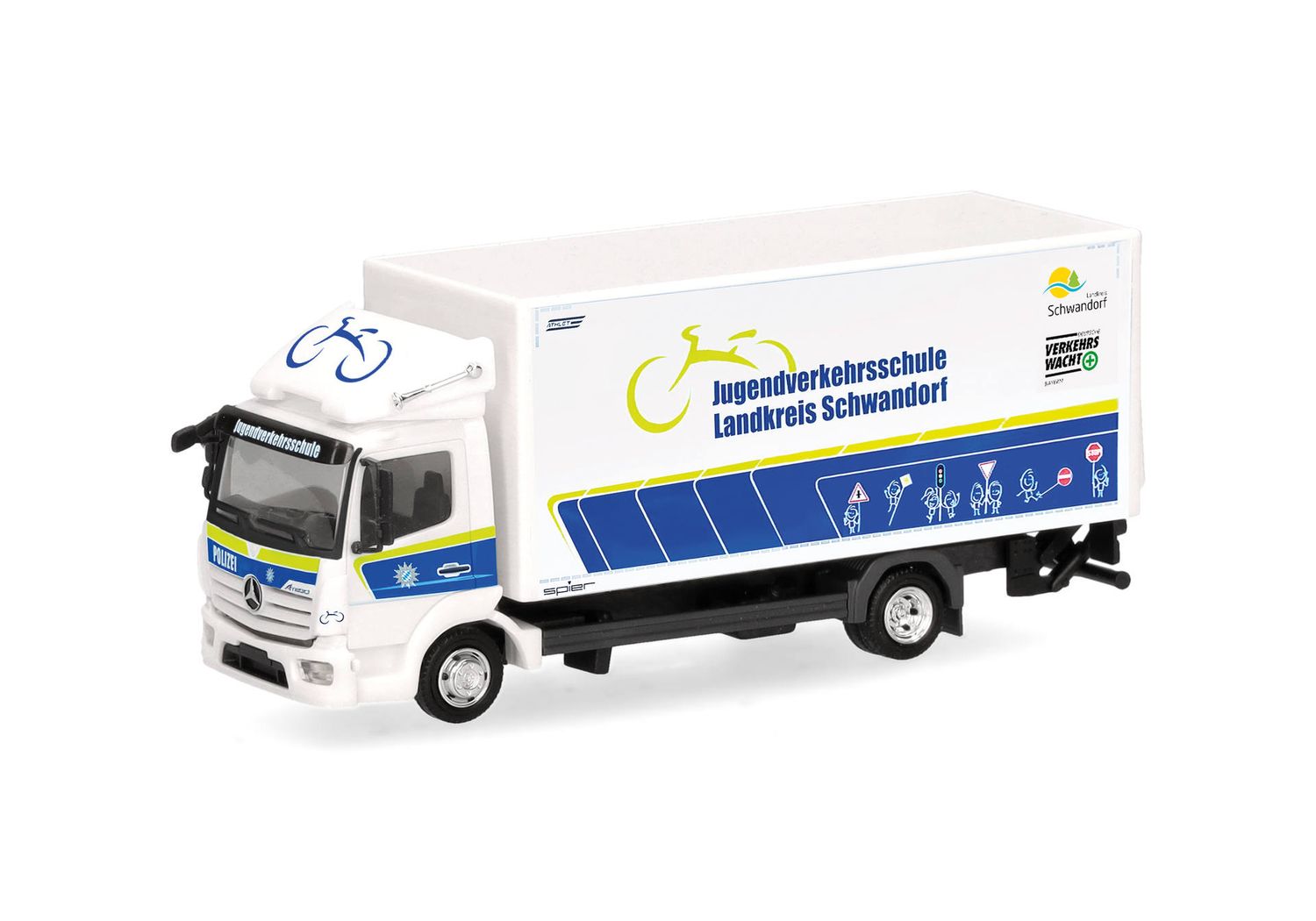 1:87 Herpa - Mercedes-Benz Atego '13 Koffer-LKW mit Ladebordwand  1:87 Herpa - Mercedes-Benz Atego '13 Koffer-LKW mit Ladebordwand "Jugendverkehrsschule Landkreis Schwandorf"