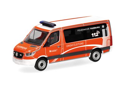 1:87 Herpa - Mercedes-Benz Sprinter '18 Bus Flachdach Einsatzleitwagen 1:87 Herpa - Mercedes-Benz Sprinter '18 Bus Flachdach Einsatzleitwagen "Feuerwehr Hamburg/Einsatzleitung"